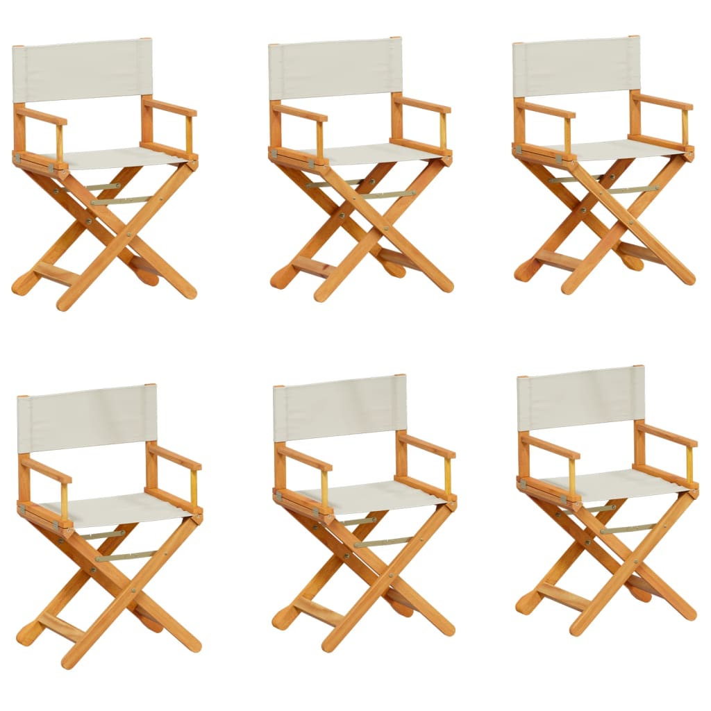 6 Piece Folding Garden Chairs Cream White Fabric
