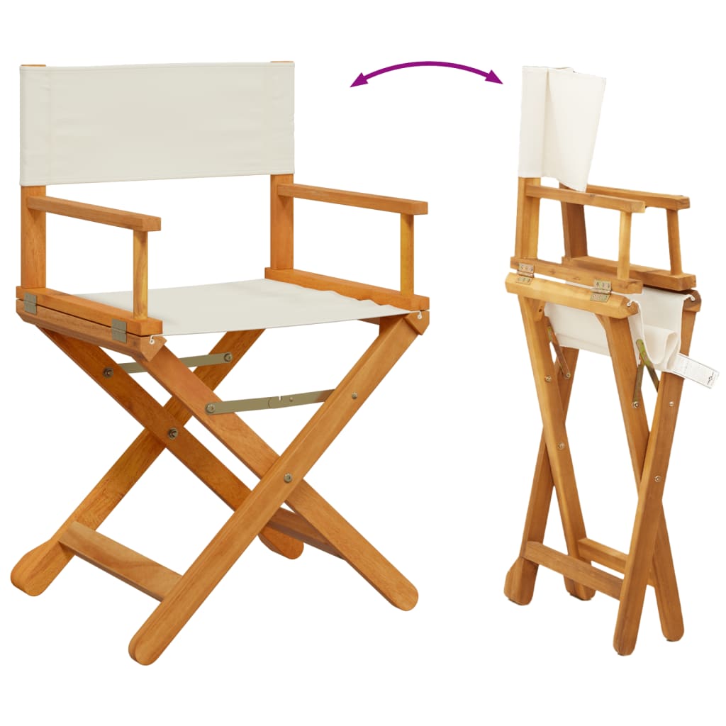 8 Piece Folding Garden Chairs Cream White Fabric