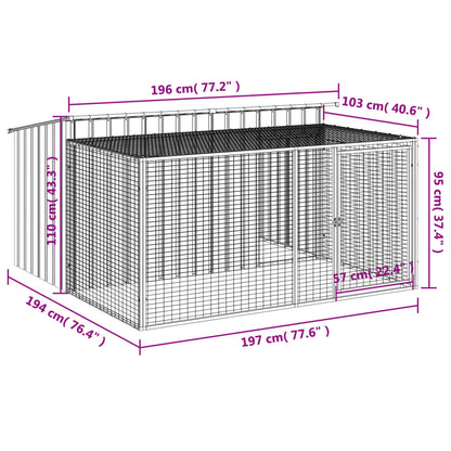 Dog House with Run Anthracite 197x194x110 cm Galvanised Steel