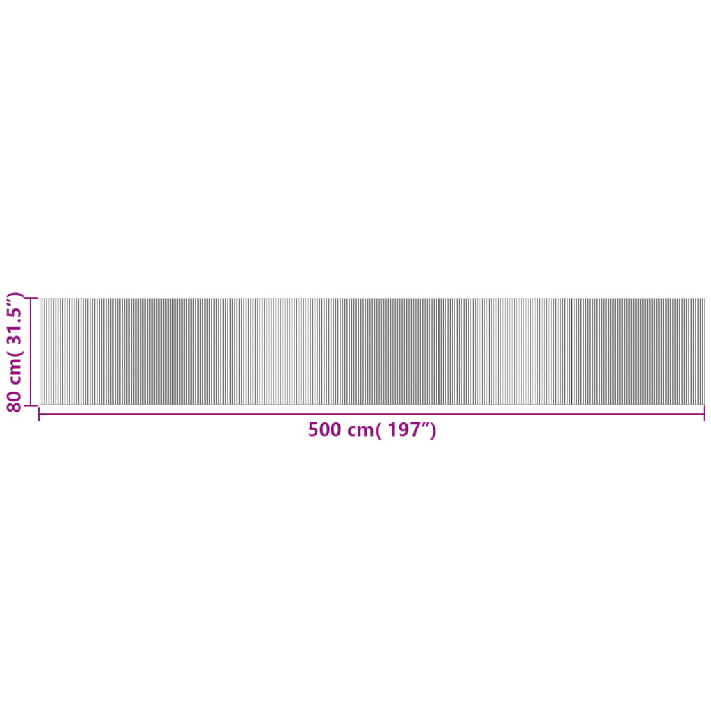Rug Rectangular Light Nature 80x500 cm Bamboo