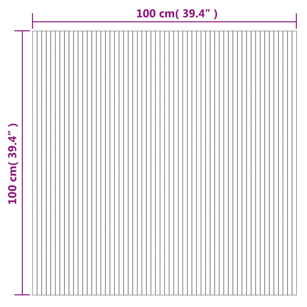 Rug Square Black 100x100 cm Bamboo