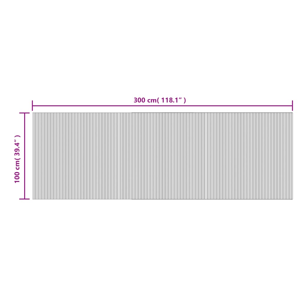 Rug Rectangular Light Nature 100x300 cm Bamboo