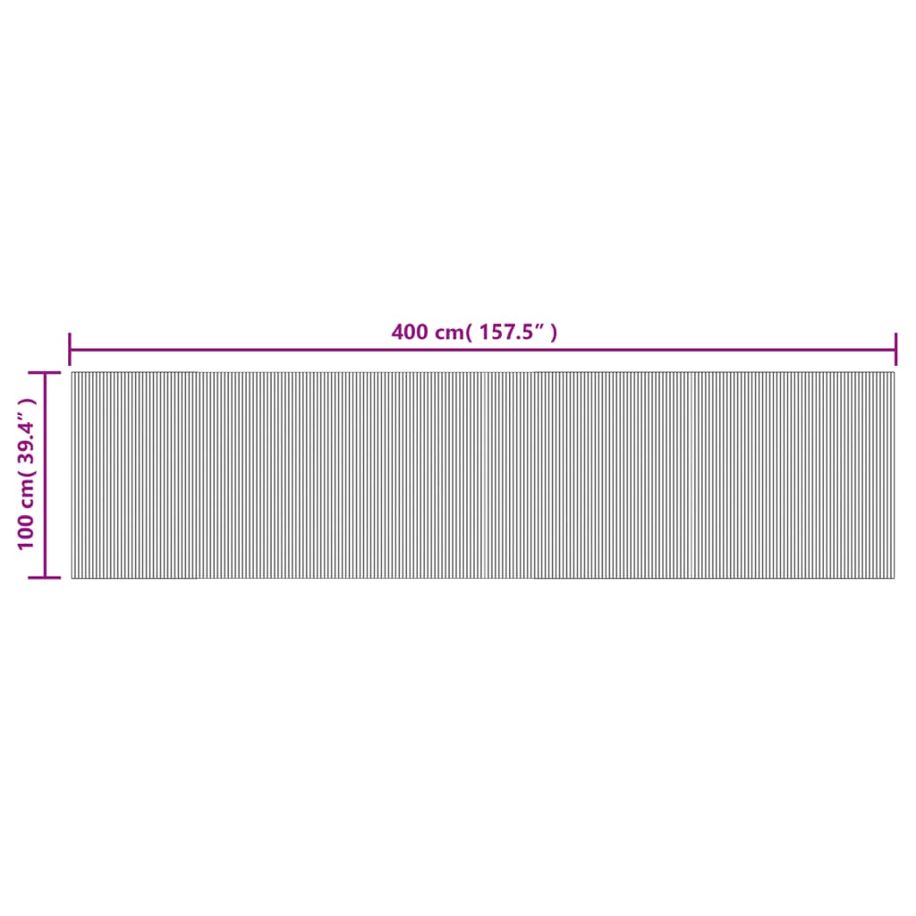 Rug Rectangular Grey 100x400 cm Bamboo