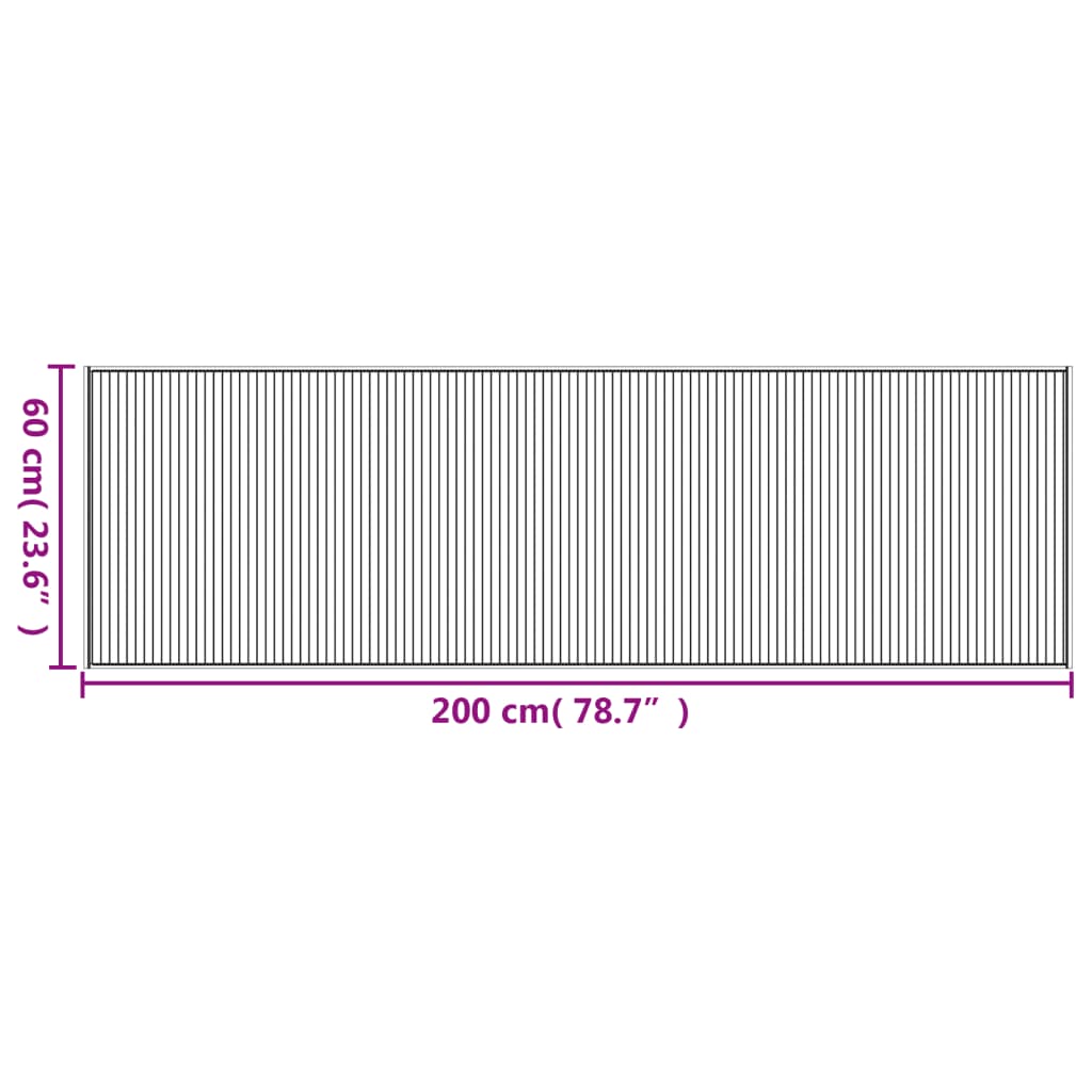 Rug Rectangular Grey60x200 cm Bamboo