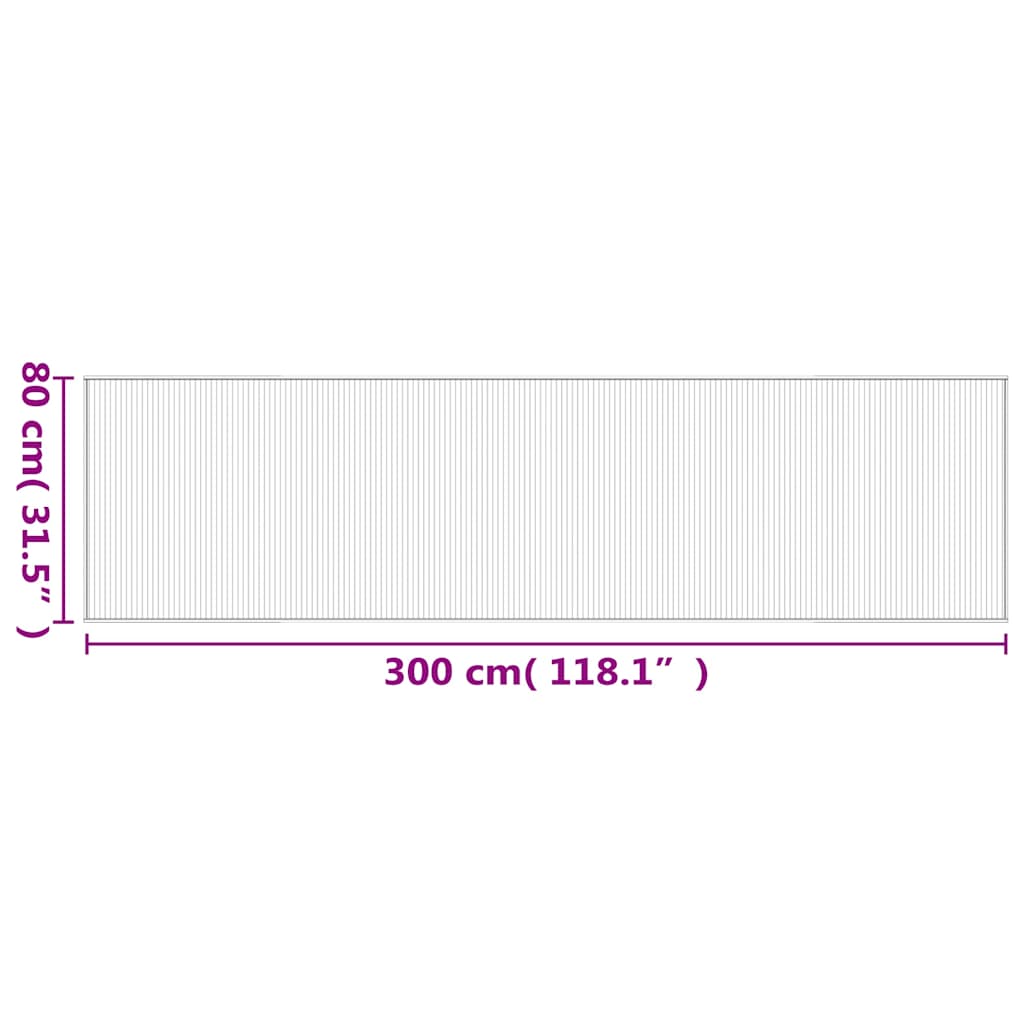 Rug Rectangular Light Natural80x300 cm Bamboo