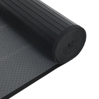 Rug Square Black100x100 cm Bamboo