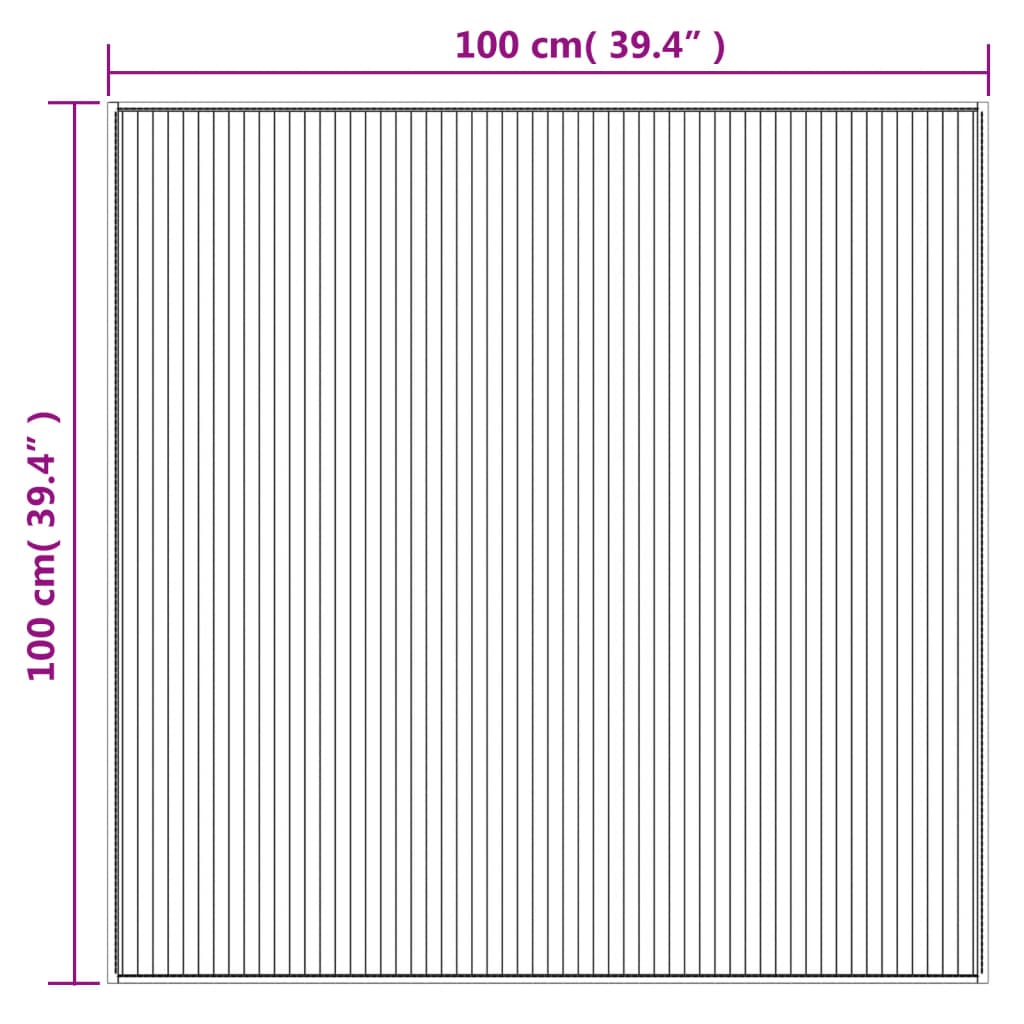 Rug Square Black100x100 cm Bamboo