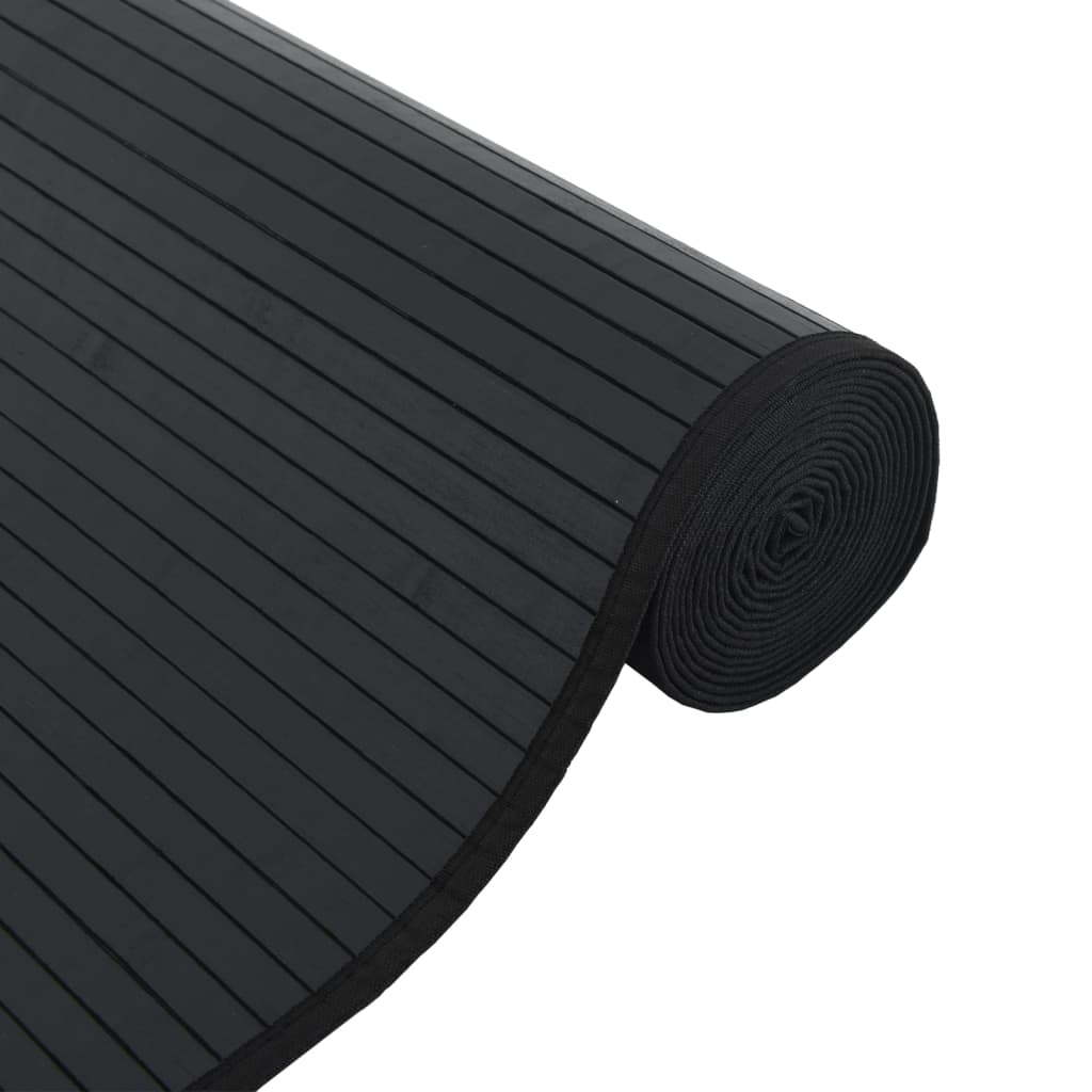 Rug Rectangular Black 100x500 cm Bamboo