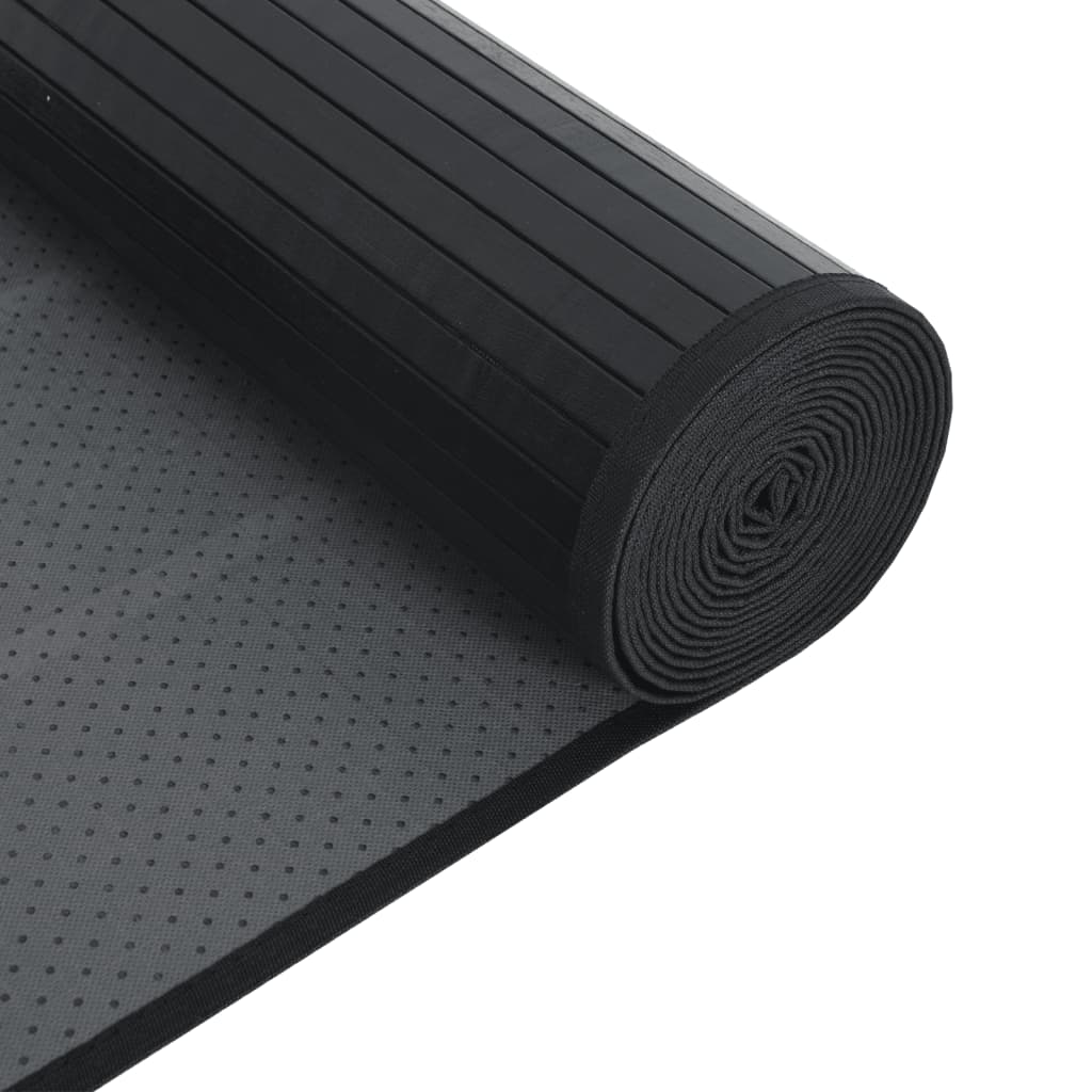 Rug Rectangular Black 100x500 cm Bamboo