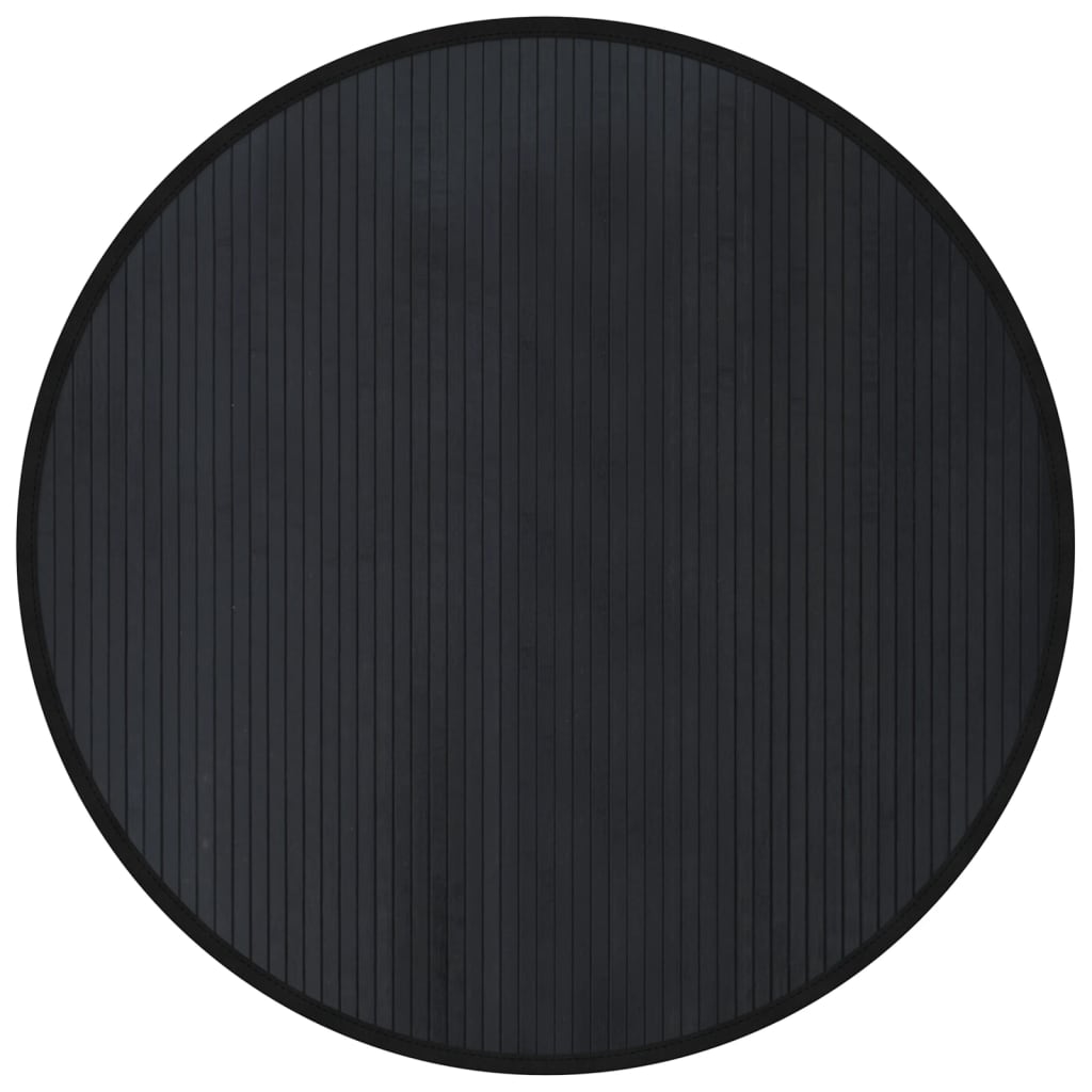 Rug Round Black100 cm Bamboo