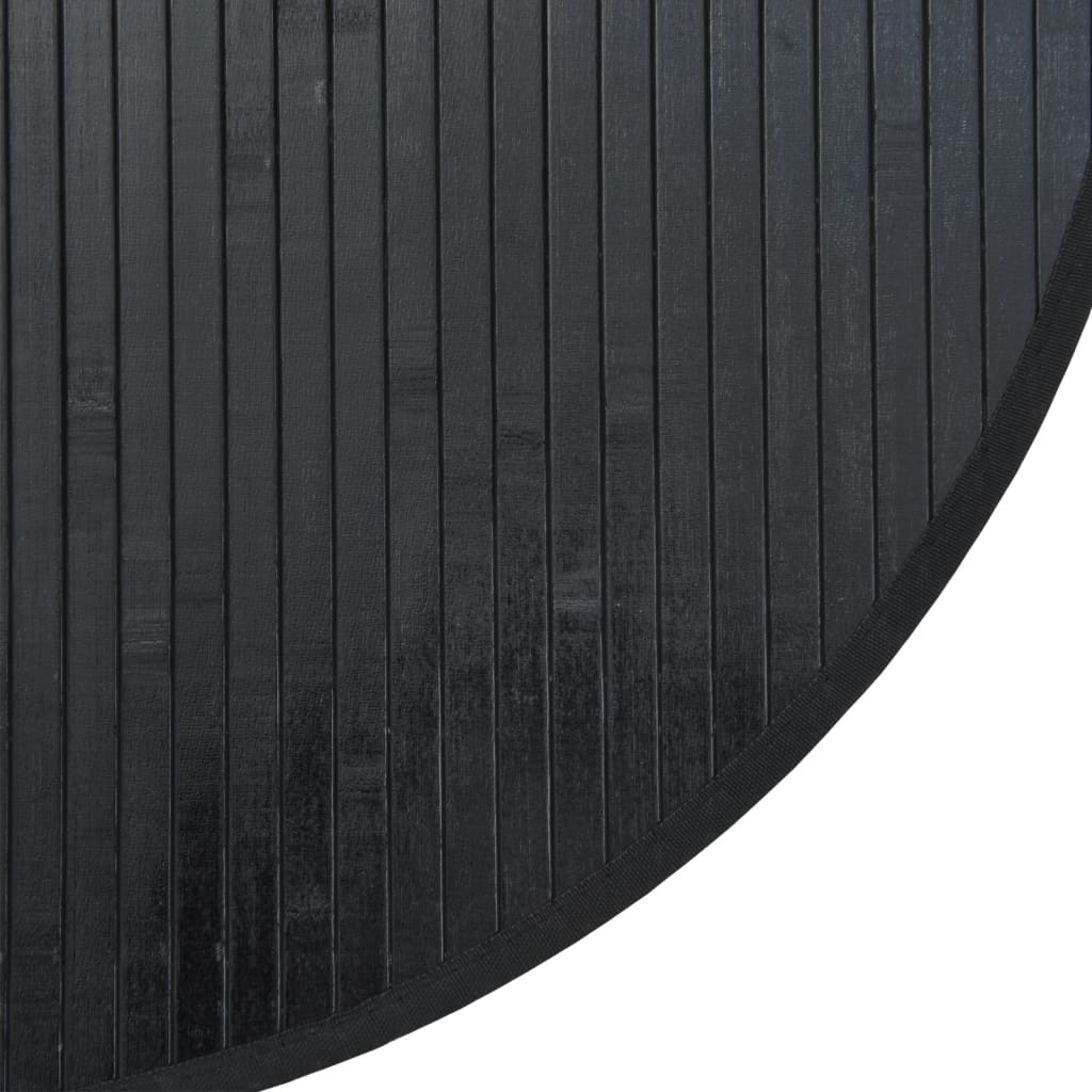 Rug Round Black100 cm Bamboo