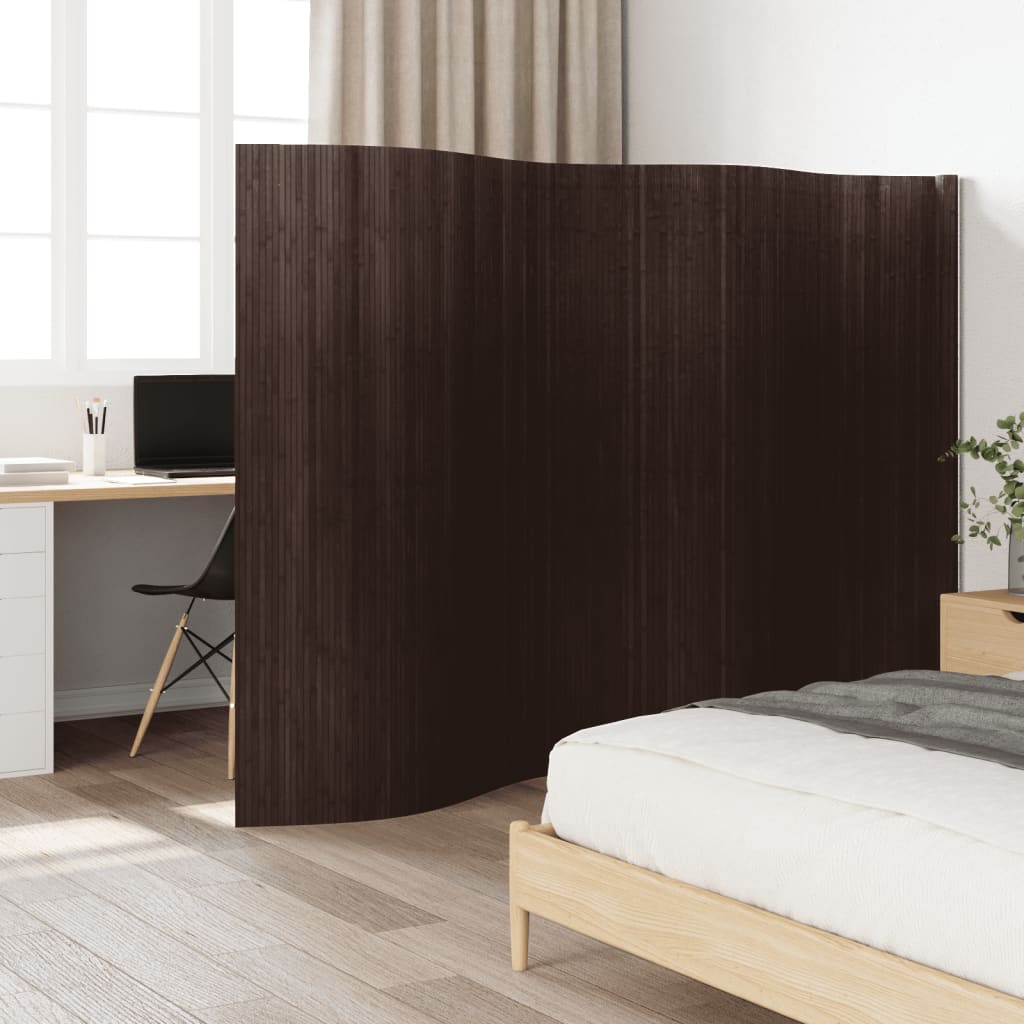 Room Divider Dark Brown Width 400 cm Height 165 cm Bamboo