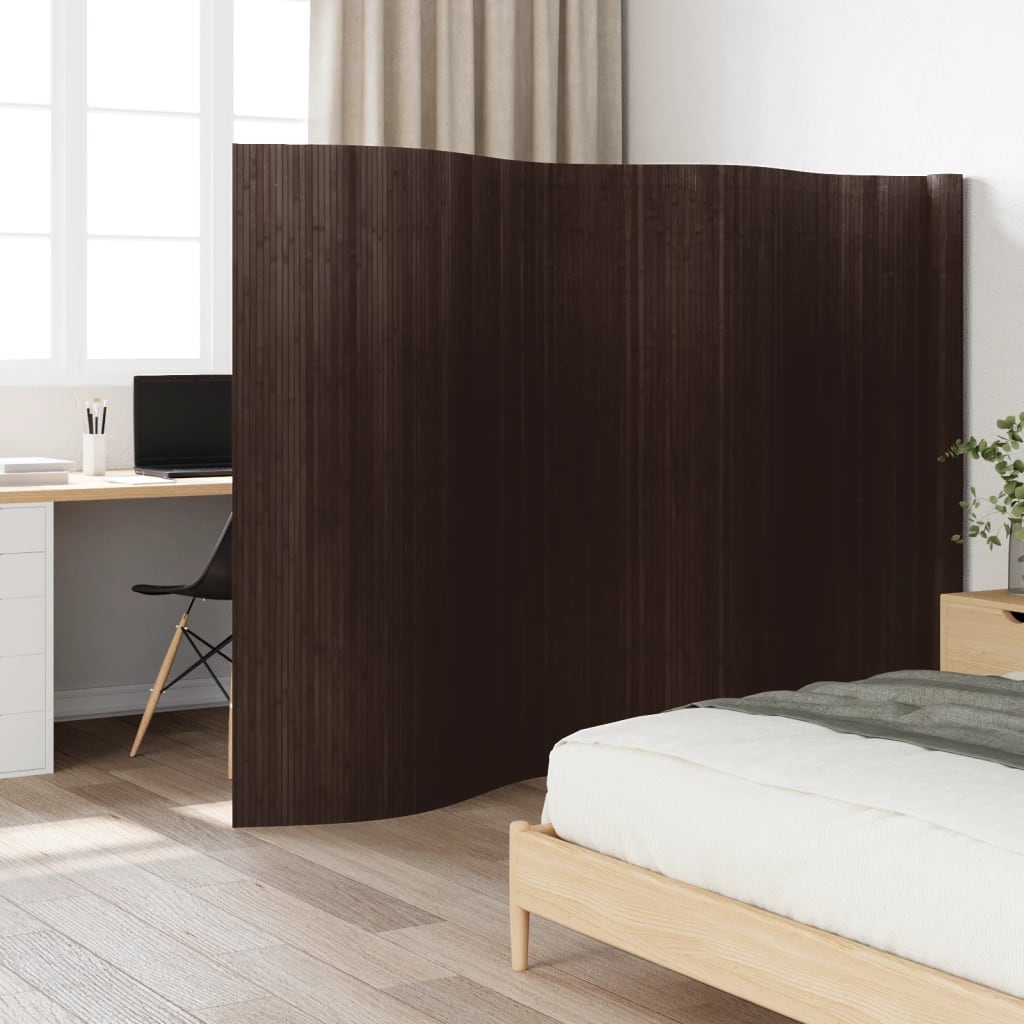 Room Divider Dark Brown Width 600 cm Height 165 cm Bamboo