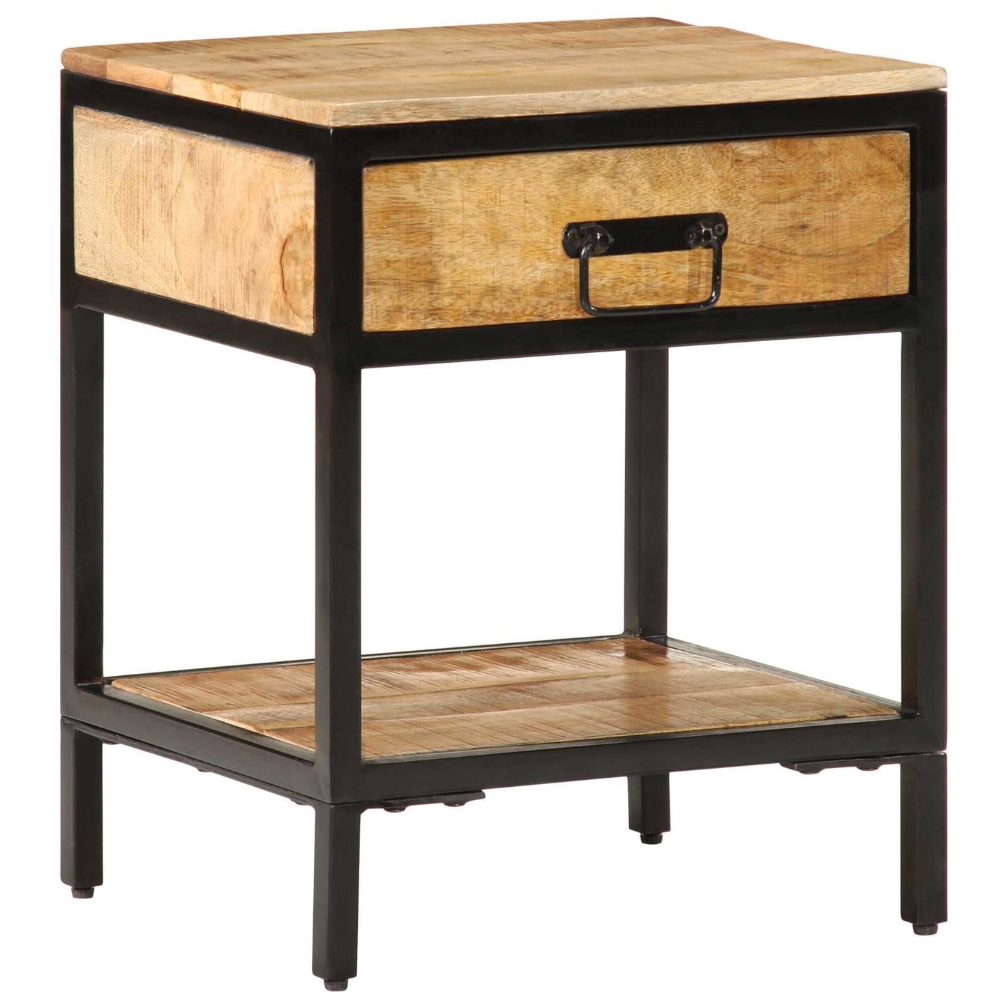 Bedside Table Brown 40 x 35 x 50 cm Solid Mango Wood and Metal