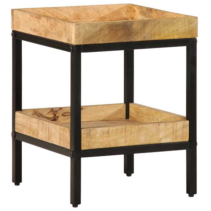 Side Table with Shelf Brown 35 x 35 x 45 cm Solid Mango Wood