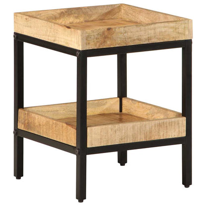 Side Table with Shelf Brown 35 x 35 x 45 cm Solid Mango Wood