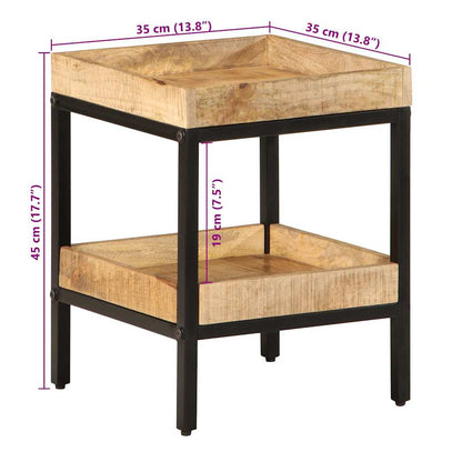 Side Table with Shelf Brown 35 x 35 x 45 cm Solid Mango Wood