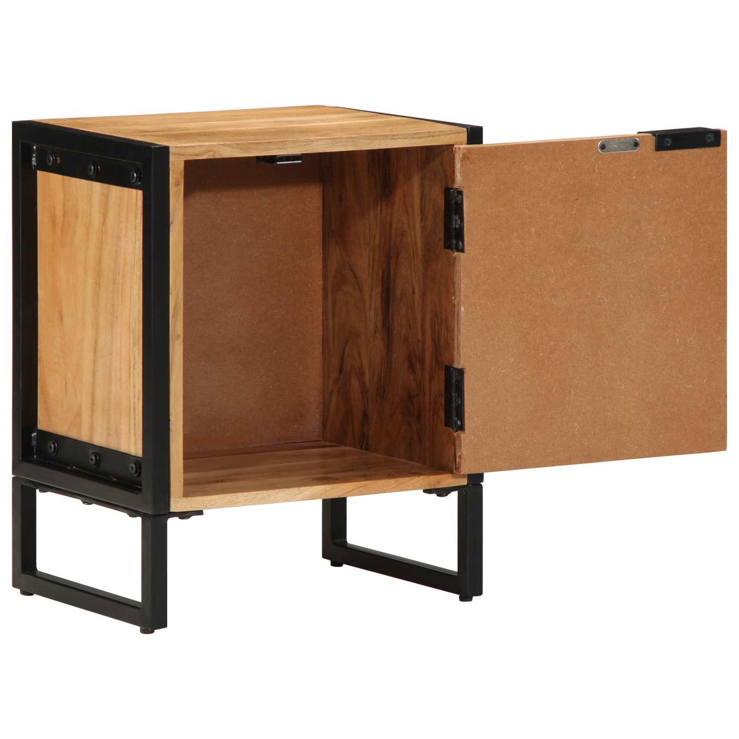 Bedside Table Brown 40 x 30 x 50 cm Solid Acacia Wood and Metal