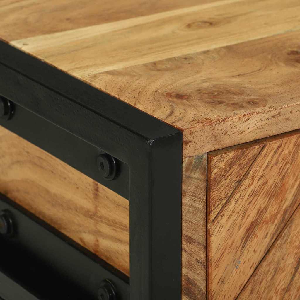 Bedside Table Brown 40 x 35 x 50 cm Solid Acacia Wood and Metal