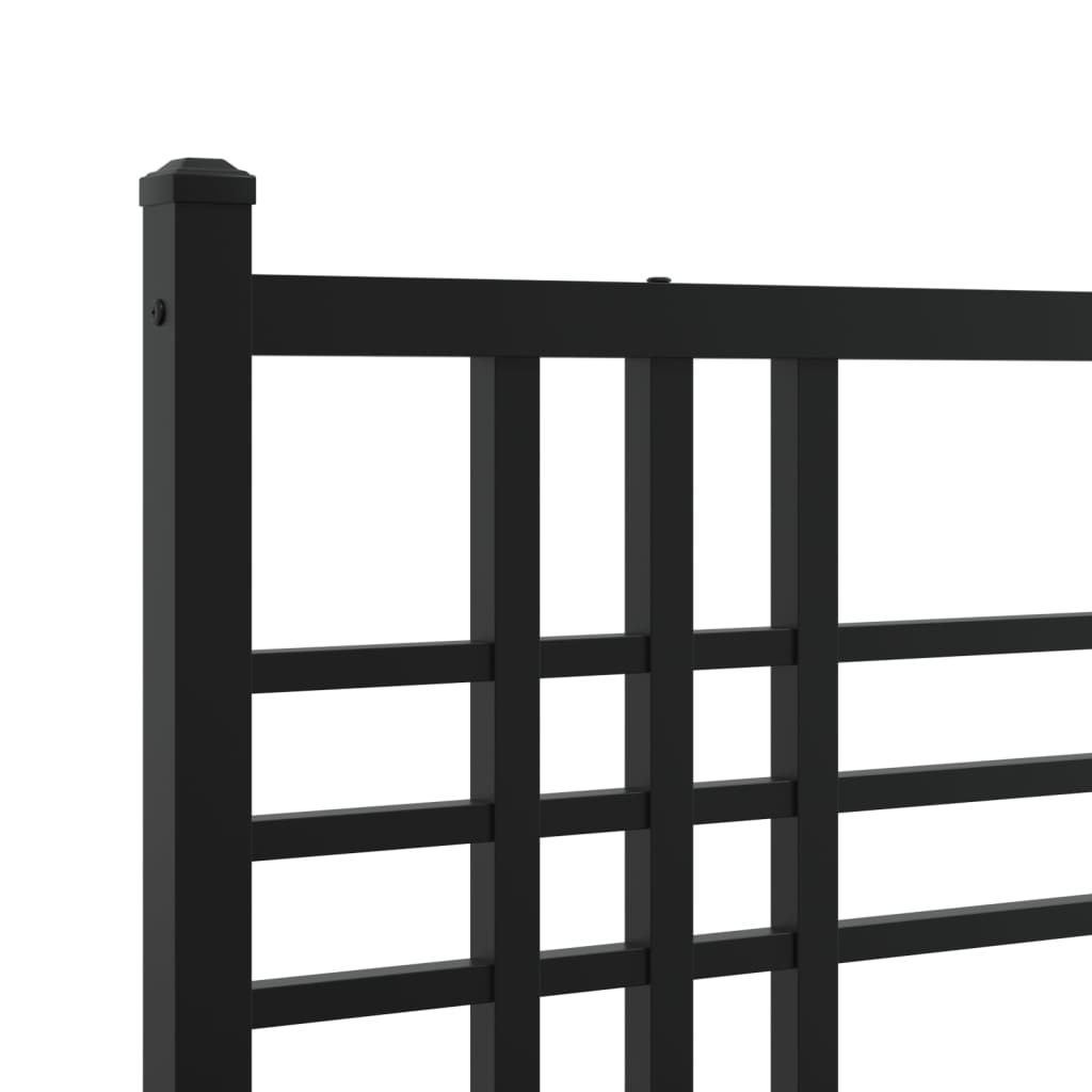 Metal Bed Frame without Mattress with Headboard Black 100x190cm