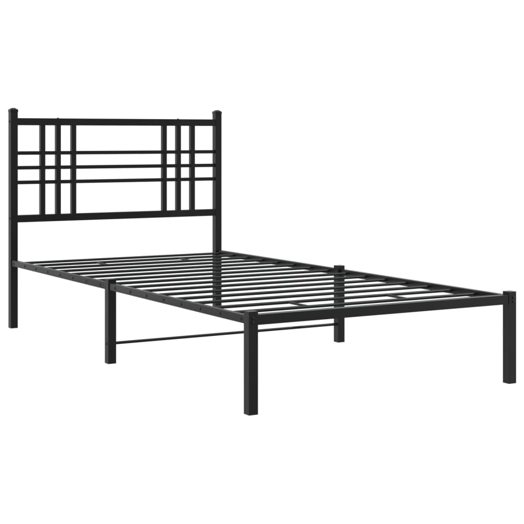 Metal Bed Frame without Mattress with Headboard Black 100x200cm