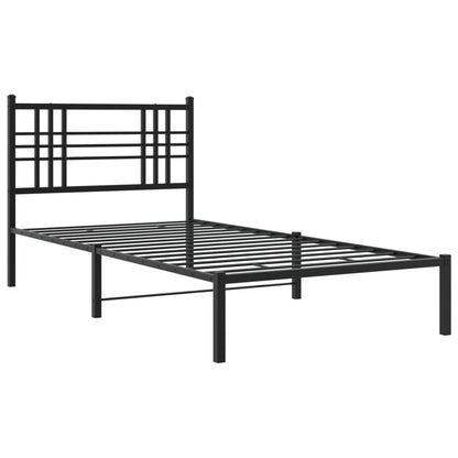 Metal Bed Frame without Mattress with Headboard Black 100x200cm