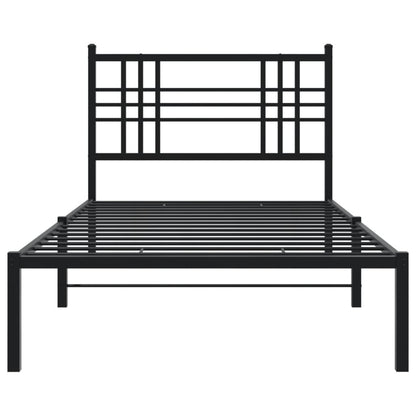 Metal Bed Frame without Mattress with Headboard Black 100x200cm