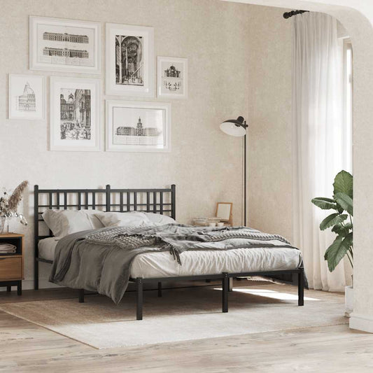 Metal Bed Frame without Mattress with Headboard Black 120x200cm