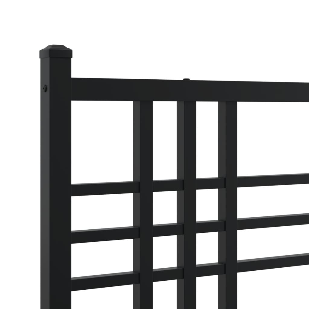 Metal Bed Frame without Mattress with Headboard Black 135x190cm