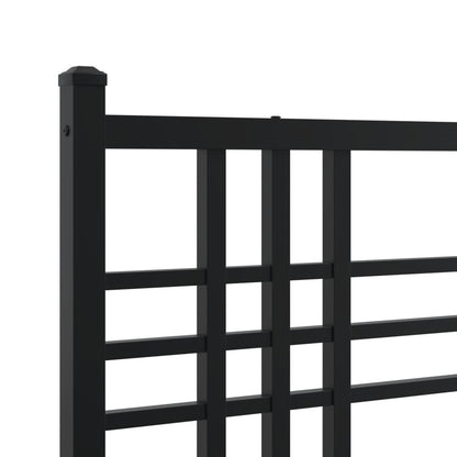 Metal Bed Frame without Mattress with Headboard Black 135x190cm