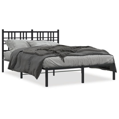 Metal Bed Frame without Mattress with Headboard Black 140x190cm