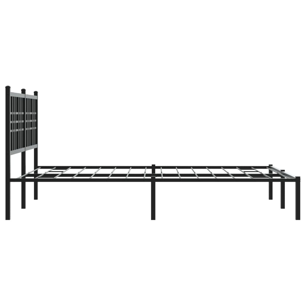 Metal Bed Frame without Mattress with Headboard Black 140x190cm