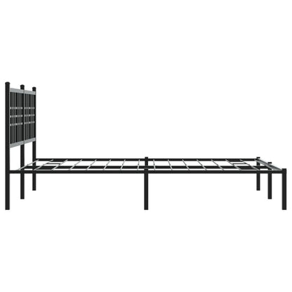 Metal Bed Frame without Mattress with Headboard Black 140x190cm