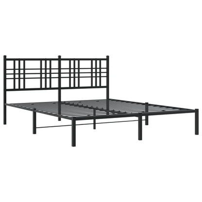Metal Bed Frame without Mattress with Headboard Black 150x200cm