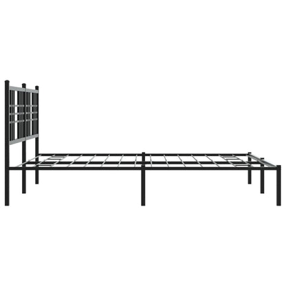 Metal Bed Frame without Mattress with Headboard Black 150x200cm