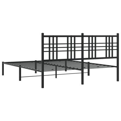 Metal Bed Frame without Mattress with Headboard Black 150x200cm