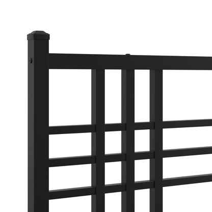 Metal Bed Frame without Mattress with Headboard Black 150x200cm