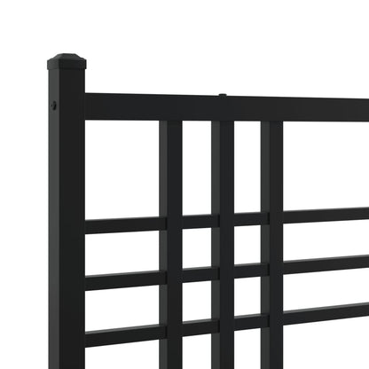 Metal Bed Frame without Mattress with Headboard Black 193x203cm