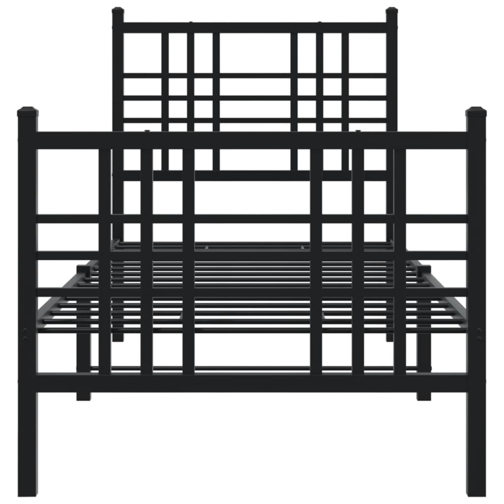 Metal Bed Frame without Mattress with Footboard Black 80x200cm