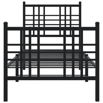 Metal Bed Frame without Mattress with Footboard Black 80x200cm