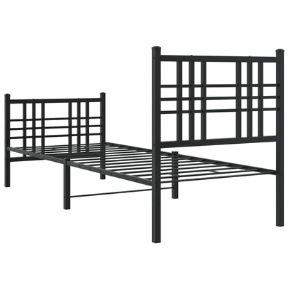 Metal Bed Frame without Mattress with Footboard Black 80x200cm