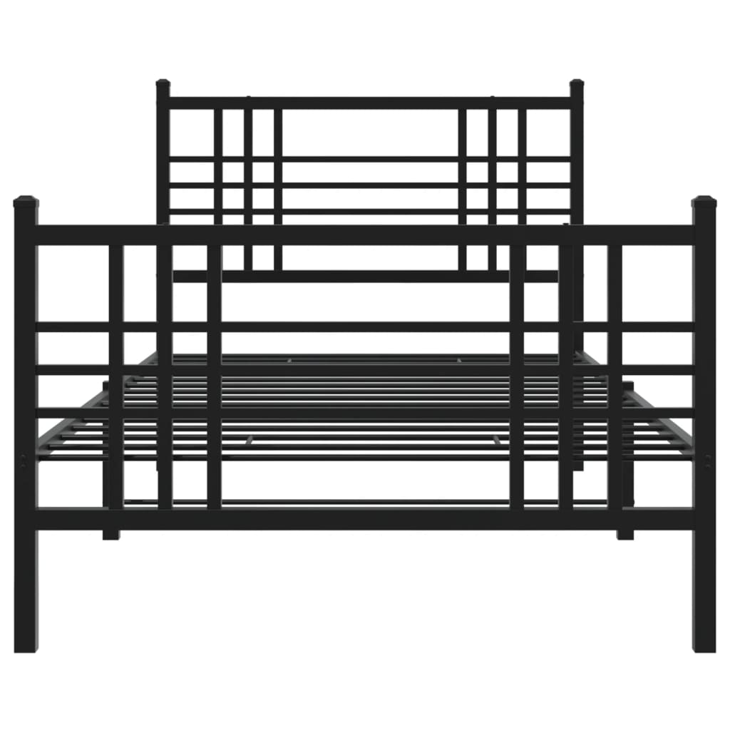 Metal Bed Frame without Mattress with Footboard Black 90x190cm