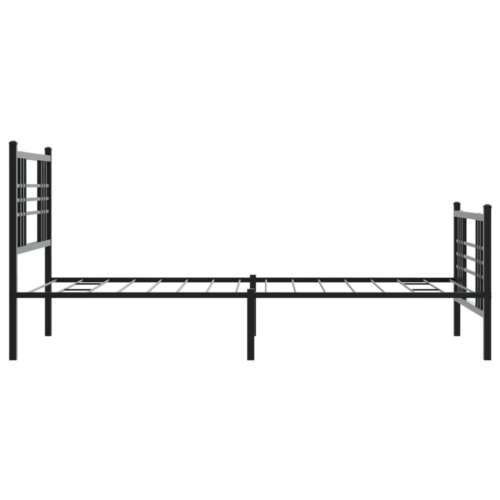 Metal Bed Frame without Mattress with Footboard Black 90x190cm