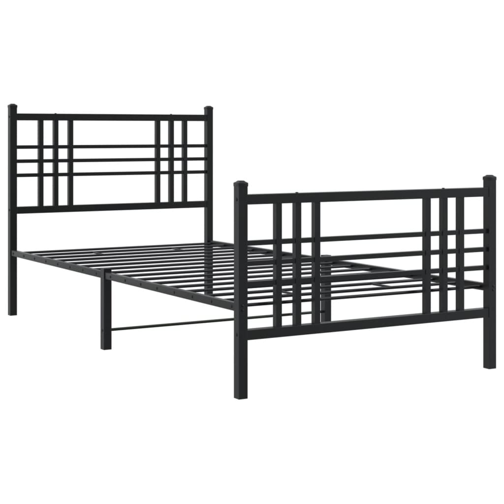 Metal Bed Frame without Mattress with Footboard Black 90x200cm