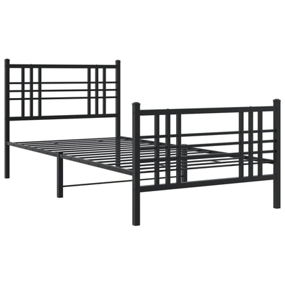 Metal Bed Frame without Mattress with Footboard Black 90x200cm