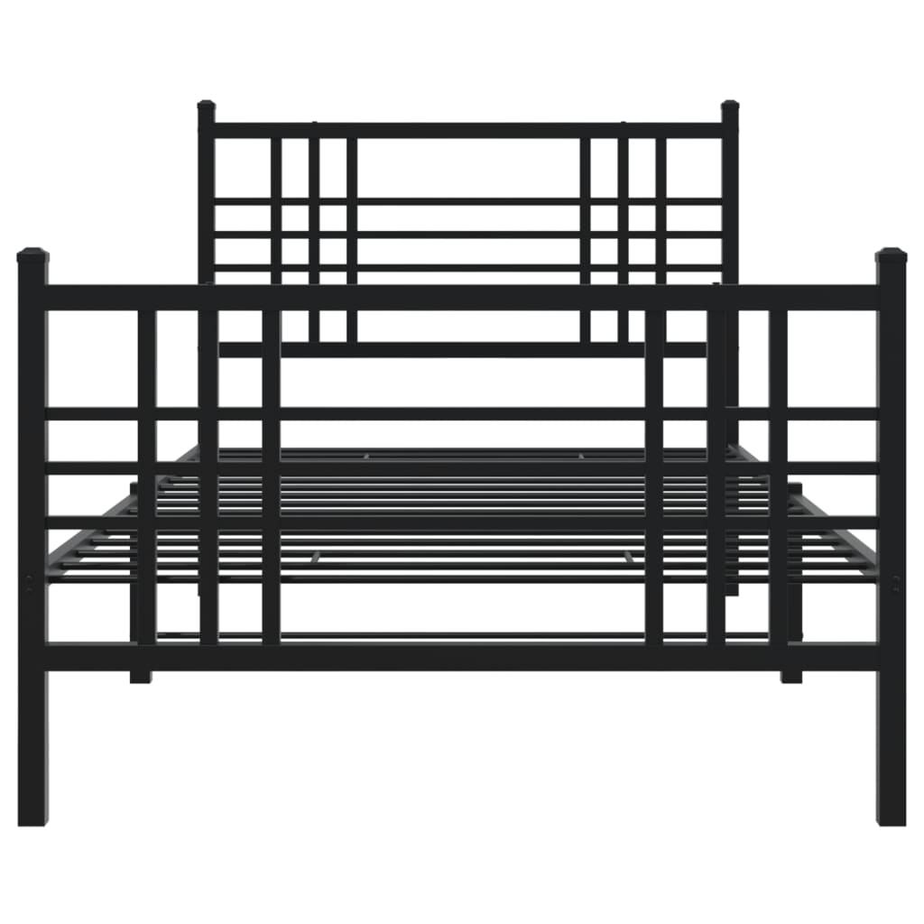 Metal Bed Frame without Mattress with Footboard Black 90x200cm