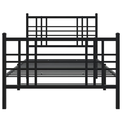 Metal Bed Frame without Mattress with Footboard Black 90x200cm