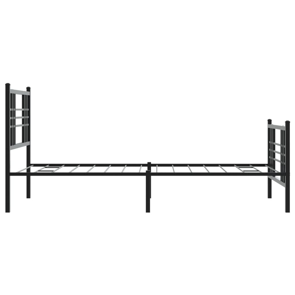 Metal Bed Frame without Mattress with Footboard Black 90x200cm