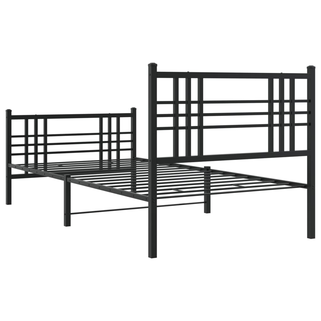 Metal Bed Frame without Mattress with Footboard Black 90x200cm