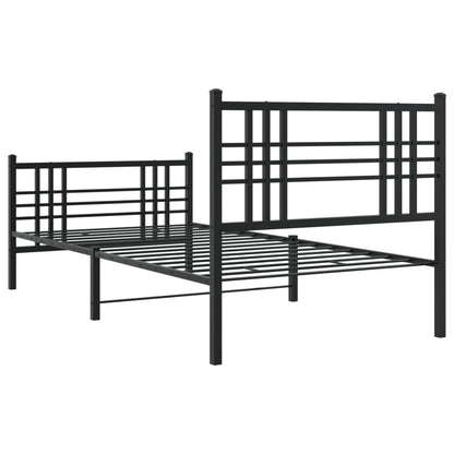 Metal Bed Frame without Mattress with Footboard Black 90x200cm
